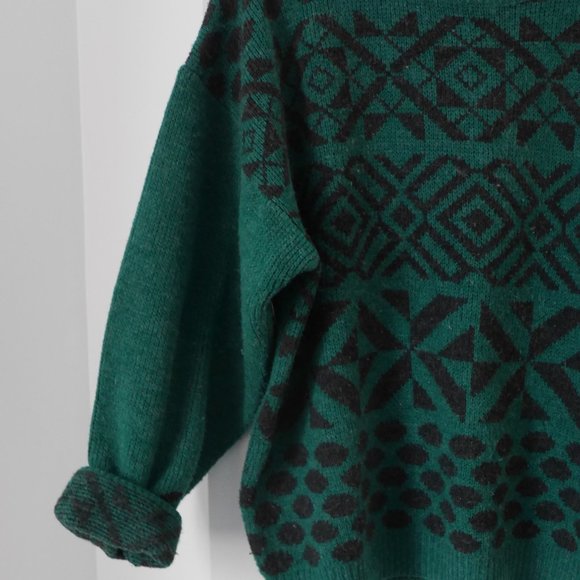 Green teal Bay Club Vintage wool blend sweater - Picture 1 of 9